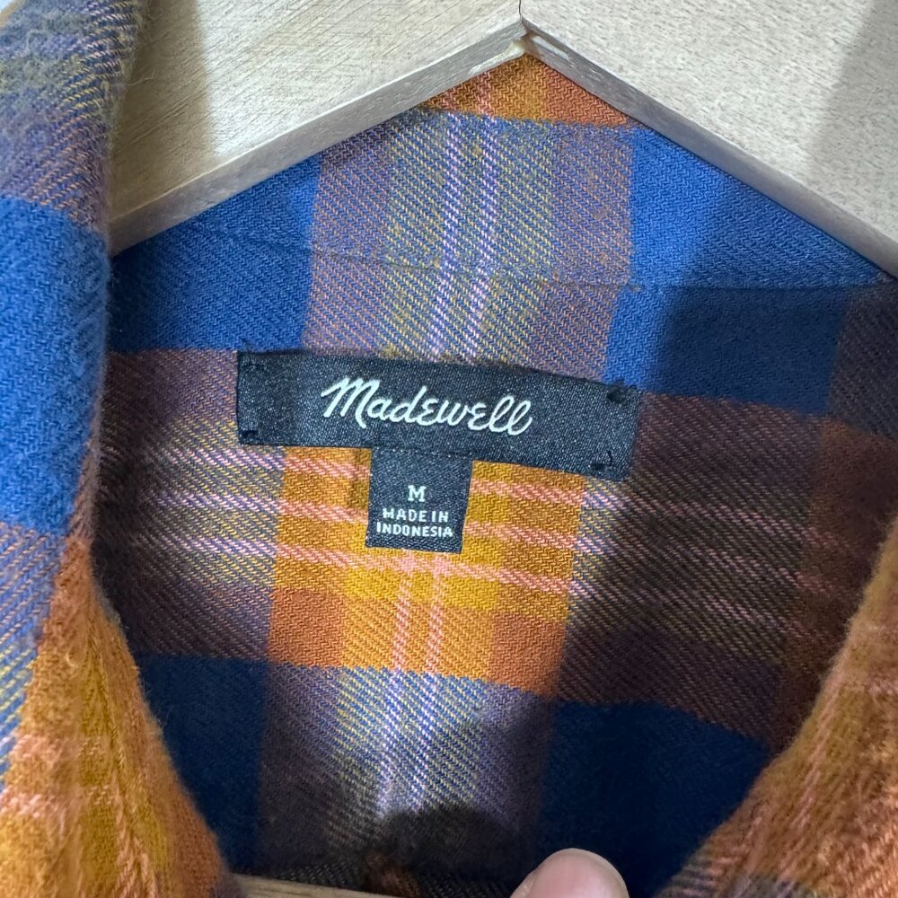 Madewell Soft Flannel Cotton Cropped Fit Westward Shirt in Ardan Plaid Sz M - Picture 6 of 7